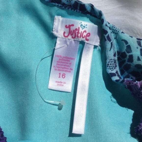 Justice Purple Blue Blouse Floral Flower Ombre 16 - Picture 2 of 7
